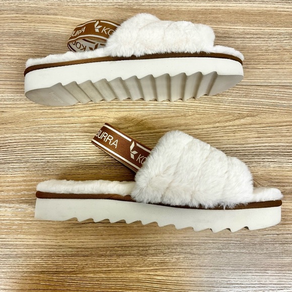 Kookaburra UGG Platform Slippers White/Tan - Size 8 - Picture 3 of 9